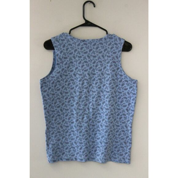 Vintage Faded Glory Baby Blue Paisley Print Womens Cotton Tank XL - Picture 3 of 6